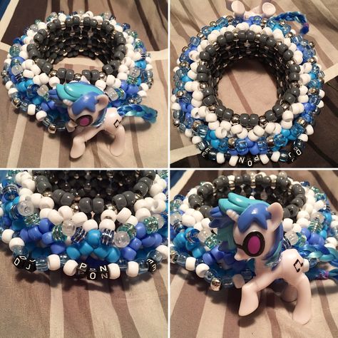 My Little Pony: Friendship Is Magic DJ Pon-3 epic kandi cuff. very happy with how it turned out. ❤️ Mini Rotator Cuff Kandi, Epic Kandi Cuff, Mlp Kandi, Dj Pon 3, Scene Kandi, Kandi Cuff Patterns, Kandi Inspo, Kandi Cuffs, Diy Kandi Bracelets