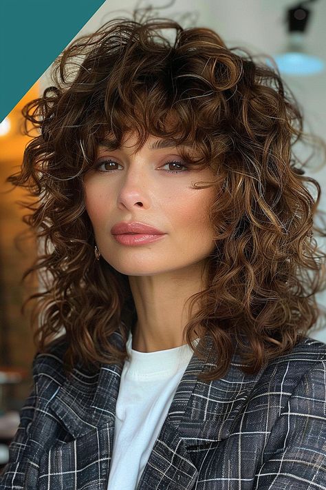 Shag Haircut With Bangs Medium, Curly Shag Hairstyles, Hobbit Hair, Shag Hairstyles With Bangs, Curly Shag With Bangs, Voluminous Curly Hair, Curly Hair Texture, Shag With Bangs, Best Curly Hairstyles