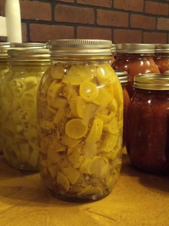 Bread and Butter Squash pickles from Food.com:   								This is a sweet pickle - type squash. I have used this recipe this season, as has my Sister. Pickled Squash Recipe, Squash Pickles, Butter Squash Recipe, Canning Squash, Butter Squash, Pickle Juice Benefits, Summer Squash Recipes, Yellow Squash Recipes, Homemade Ham