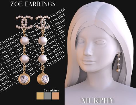 Zoe Earrings [Chanel Month 2.0 - Day 3] - MURPHY x BRADFORD x NOCTIS Sims Traits, Los Sims 4 Mods, Earrings Chanel, Sims 4 Piercings, Sims 4 Cc Kids Clothing, The Sims 4 Pc, Sims 4 Expansions, Sims 4 Cc Folder, Free Sims