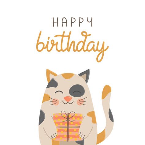 Happy Birthday Cat Images, Happy Birthday Cute, Happy Birthday Illustration, Happy Birthday Cat, Regnul Animal, Happy Birthday Wishes Photos, Happy Birthday Art, Cute Happy Birthday, Birthday Illustration