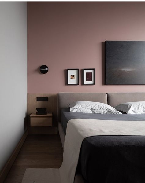 Grey And Mauve Bedroom, Mauve Bedroom, Rose Bedroom, Condo Interior Design, Condo Interior, Grey Headboard, Mens Bedroom, Master Room, Bedroom Black