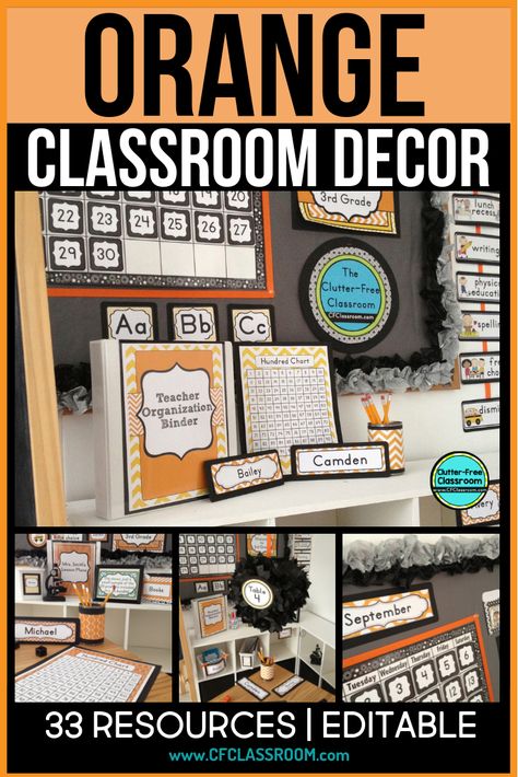 Orange Classroom Decor, Yellow Classroom Decor, Orange Classroom, Yellow Classroom, Boards Door, Classroom Color Scheme, Orange Printable, Travel Theme Classroom, Classroom Decor Middle