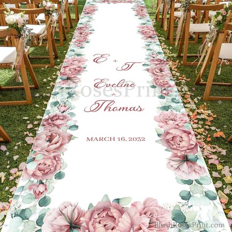 Blush Floral Wedding Aisle Runner, Personalized Dusty Pink Roses Peonies Aisle Runner, Pink Flowers Eucalyptus Greenery Aisle Runner WR7 Floral Wedding Aisle, Personalized Wedding Aisle Runner, Floral Aisle, Dusty Pink Roses, Wedding Aisle Runner, Dance Floor Vinyl, Blush Floral Wedding, Flower Runner, Flowers Eucalyptus