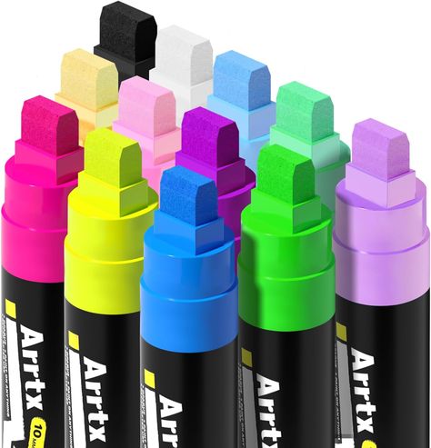 Amazon.com: Arrtx Acrylic Paint Markers, 10mm Felt Tip Jumbo Markers, 12 Pack Colored Graffiti Markers, Permanent Paint Pens for Tagging, Signs, Blackboards, Windshield, Outdoor Paintings and DIY Crafts Making : Arts, Crafts & Sewing Graffiti Markers, Foam Projects, Paint Pens For Rocks, Acrylic Paint Markers, Diy Marker, Acrylic Paint Pens, Highlighters Markers, Outdoor Paint, Felt Tip