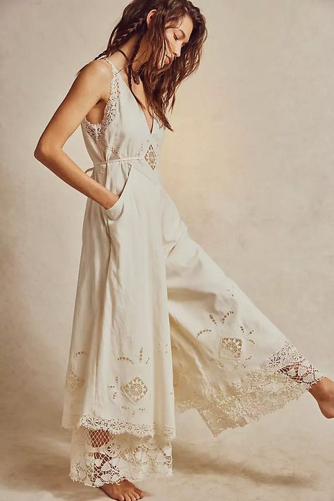 Cutwork Lace, Free People Jumpsuit, Boho Jumpsuit, Lace Jumpsuit, Cotton Embroidery, Free People Pants, Wide Leg Jumpsuit, Sheer Lace, So Cool