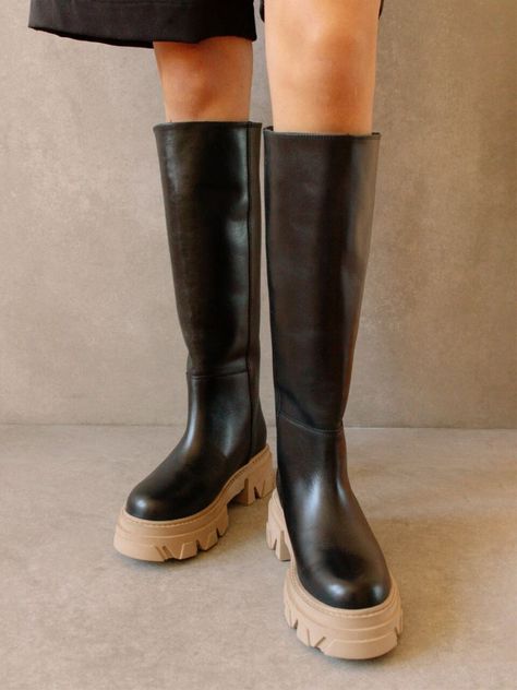 Discover great products at the best prices at Dealmoon. Katiuska Long Boots_Black Beige. Price:$156.40 Toxic Clothing, Beige Boots, Sustainable Leather, Mid Boots, Tall Boot, Shoe Boot Sandals, Early Bird, Long Boots, Hair Accessories Jewelry