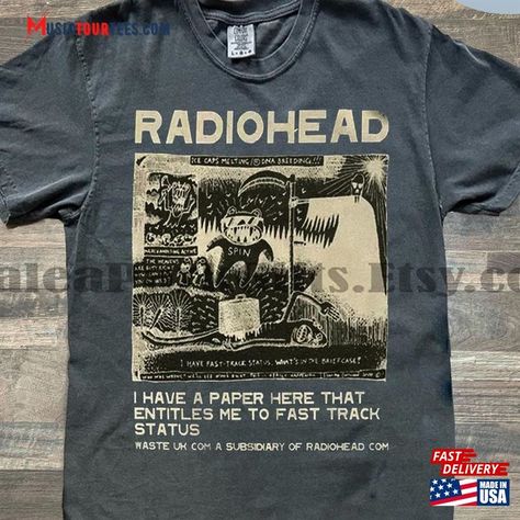 Vintage Radiohead Shirt Retro Concert T For Men T-Shirt Hoodie Check more at https://musictourtees.com/product/vintage-radiohead-shirt-retro-concert-t-for-men-t-shirt-hoodie/ Radiohead Shirt, Radiohead Band, Women 90s, Wrong Choice, Comfort Colors Tshirt, Shirt Designs For Men, Concert T Shirt, Men Sweatshirt, Band Shirt