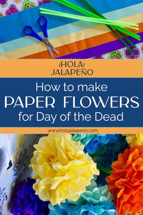 Dia De Los Muertos Art Projects For High School, Dia De Los Muertos Activities For School, How To Make Dia De Los Muertos Flowers, Day Of The Dead Diy Decorations, Day Of The Dead Preschool Crafts, How To Celebrate Dia De Los Muertos, Offenda Diy, Day Of The Dead Diy Decor, Day Of The Dead Alters Ideas Diy