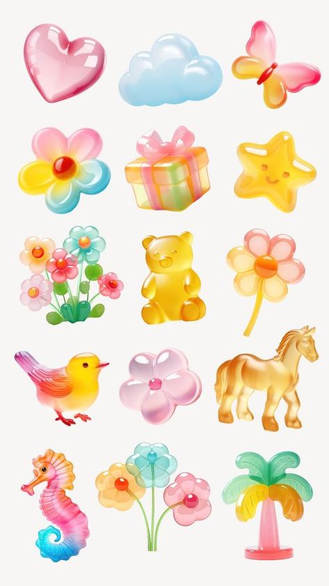 Editable 3d jelly gummy shape design element set | premium image by rawpixel.com / ton Gummy Candy Packaging Design, Jelly Packaging, Jelly Illustration, Jelly Design, Imessage Sticker, Collage Creator, Heart 3d, Horse Flowers, Graphic Shapes Design