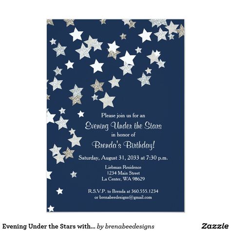 Star Birthday Party, Evening Star, Star Birthday, Gold Glitter Stars, Boho Baby Shower Invitations, Glitter Invitations, Woodland Baby Shower Invitations, Couples Shower Invitations, Glitter Birthday