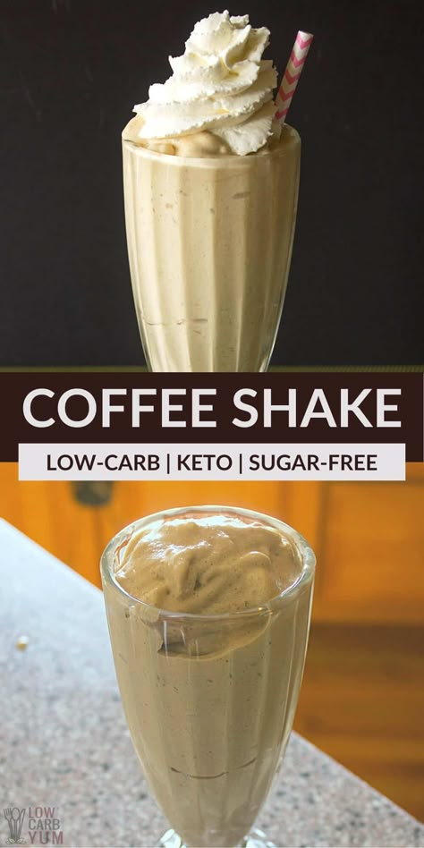 Sugar-Free Milkshake With Coffee | Low Carb Yum Low Carb Protein Shake, Keto Iced Coffee, Low Carb Coffee, Keto Protein Shakes, Keto Milkshake, Low Carb Protein Shakes, Keto Carbs, Protein Shake Recipe, Iced Coffee Protein Shake Recipe