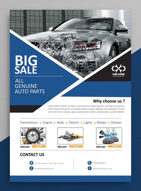 Auto Parts Poster, Service Poster, Car Advertising Design, Automatic Car Wash, Flyer Inspiration, Cool Slides, Promotion Design, Automatic Car, Food Art Photography