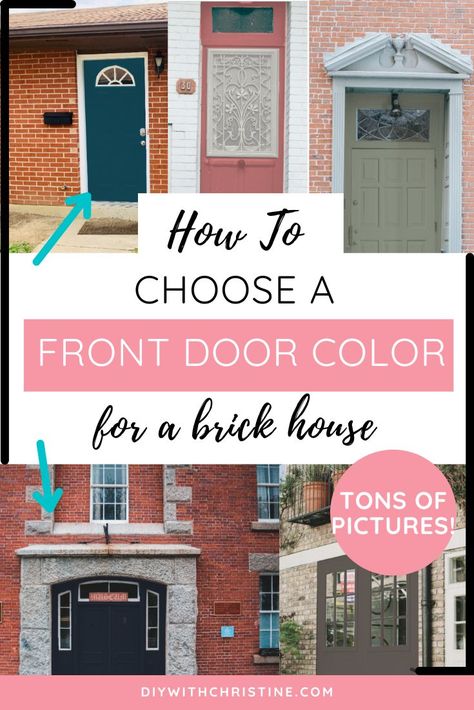 Black Front Door Ideas, Brick House Front Door Colors, House Doors Colors, Orange Brick Houses, Brown Brick Houses, Yellow Brick Houses, Brick House Colors, Brick Ranch Houses, Bnb Ideas