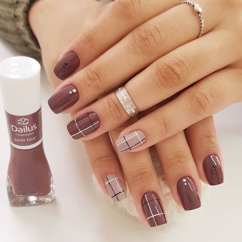 Nagellack Trends, Maroon Nails, January Nails, Fall Gel Nails, Plaid Nails, Nail Colors Winter, Elegant Nails, Beautiful Nail Art, Nail Arts