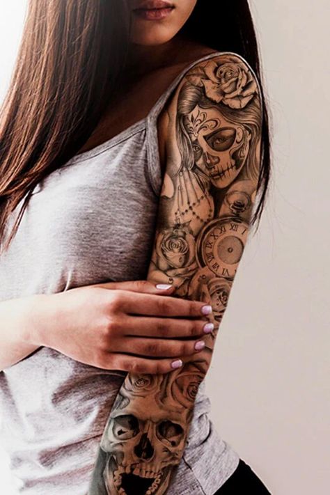 Space Tattoos, Quality Drawing, Arm Sleeve Tattoos For Women, Lace Tattoo Design, Catrina Tattoo, Maori Tattoos, Girl Arm Tattoos, Marquesan Tattoos, Tattoos For Women Half Sleeve