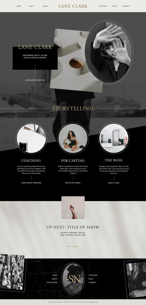 Elegant Web Design Inspiration, Chic Web Design, Modern Luxury Website Design, Elegant Website Design Layout, Luxury Website Template, Actor Website Design, Website Photography Design, Artist Portfolio Website Design, Luxury Brand Website Design