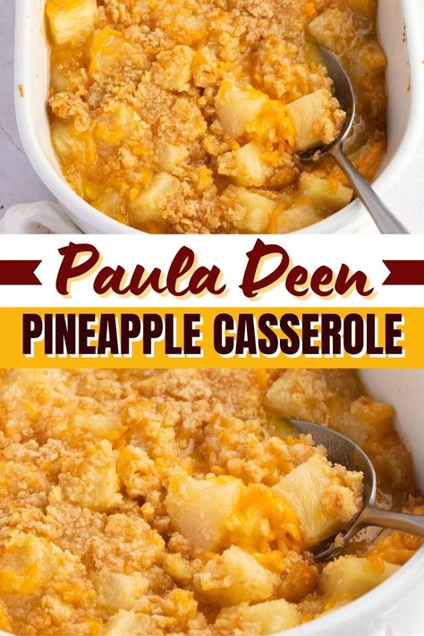 This Paula Deen pineapple casserole will excite your taste buds with its fun mix of sweet and savory flavors! Serve it with baked ham, and you'll swoon. Pineapple Casserole, Leftover Casserole, Baked Pineapple, Paula Deen Recipes, Casserole Easy, Pineapple Recipes, Vegetable Casserole, Baked Ham, Easy Casserole Recipes