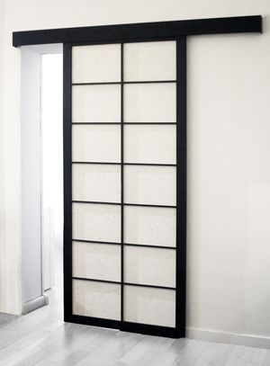 shoji door sliding black 2 Japanese Doors Sliding, Japanese Sliding Doors Modern, Shoji Panels, Minimalist Sliding Door, Modern Shoji Sliding Doors, Japanese Sliding Door, Japanese Style Sliding Door, Chinese Sliding Door, Shoji Sliding Doors Lowe's