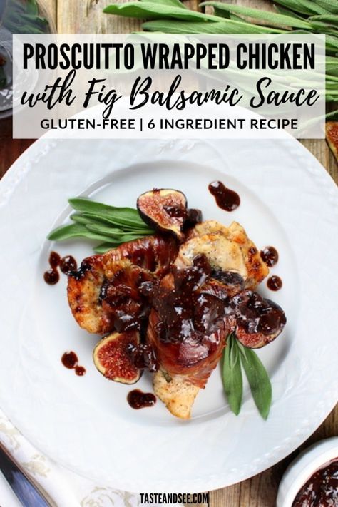 This Chicken Fig Saltimbocca Recipe is a delicious gluten-free dinner! #FigRecipes #ChickenRecipes #ChickenDinner #TasteAndSee Perfectly balanced with savory prosciutto, herbaceous sage, fresh sliced figs & a sweet balsamic fig sauce. Fig Recipes Gluten Free, Fig Sauce, Saltimbocca Recipe, Prosciutto Recipes, Great Chicken Recipes, Fig Recipes, Roasted Chicken Breast, Winner Winner, Gluten Free Dinner