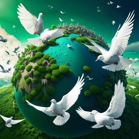 Theme world of Peace. AI generated World Science Day, Eco Freindly, Earth Green, Green Earth, Nagasaki, Paradise On Earth, Art Generator, Free Fun, World Peace