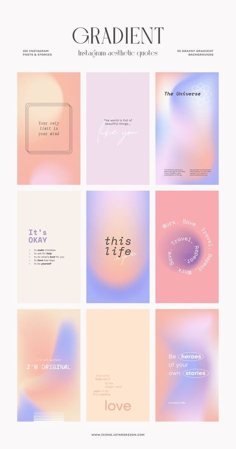 Instagram Gradient, Gradient Aesthetic, 블로그 디자인, Grainy Gradient, Mises En Page Design Graphique, Cosmetic Brands, Instagram Font, 타이포그래피 포스터 디자인, Flower Boutique