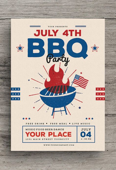 Fourth Of July Graphic Design, 4th Of July Social Media Posts, Fourth Of July Design, Graphic Design Flyer Layout, Fourth Of July Graphic, Bbq Flyer, 4th Of July Graphic Design, Bbq Poster, 4th Of July Graphics