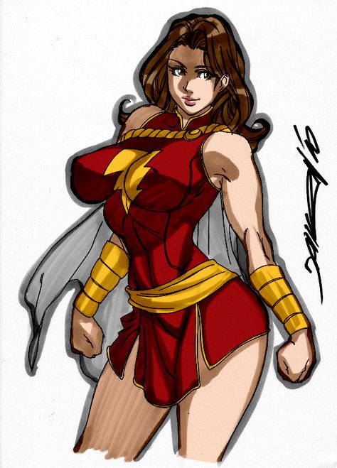 Mary Marvel by Daikon by Kenkira Justice League New 52, Original Captain Marvel, Graphic Novel Art, Comic Book Artwork, Marvel Vs Dc, Comic Games, Marvel Girls, Marvel Vs, Batgirl