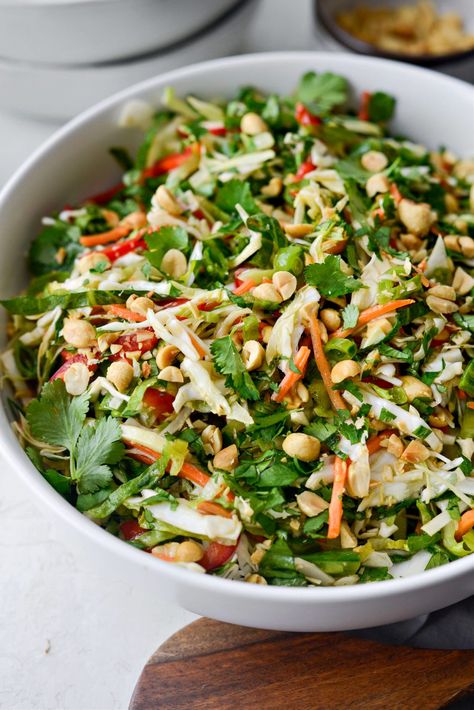 Thai Cabbage Salad - Simply Scratch Thai Cabbage Salad, Thai Cabbage, Salad With Tahini Dressing, Cabbage Salad Recipes, Thai Salads, Resep Salad, Asian Salad, Tahini Dressing, Cabbage Salad