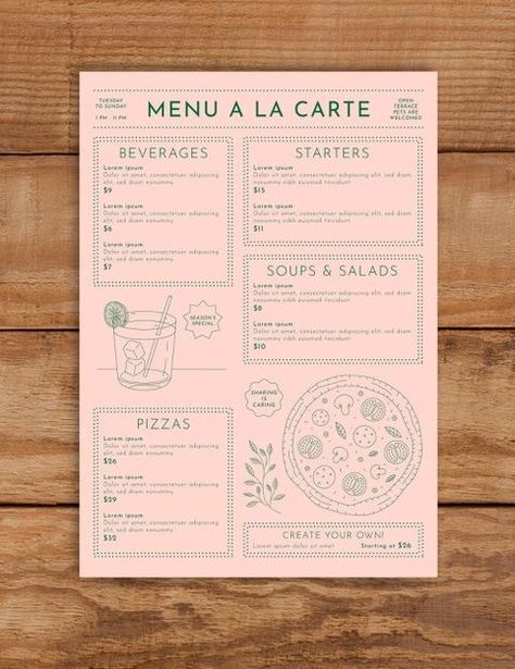 Menu Ideas Design Creative, Menu Design Layout, Menu Design Inspiration, Cafe Menu Design, Menu Card Design, Menue Design, Menu Layout, Menu Flyer, Menu Design Template