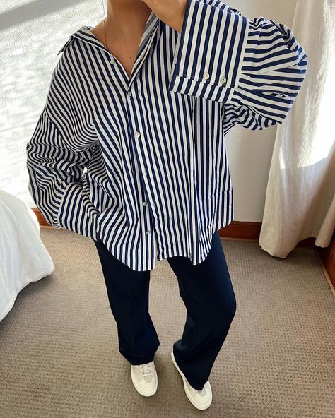 Oversized striped shirts for spring🫐✨🐚💫 top - @hm trousers - @loveandroses (previously gifted) trainers - @asos @newbalance Oversized Striped Shirt Outfit, Social Outfits, Oversized Striped Shirt, Striped Shirts, Spring Tops, Casual Style Outfits, Style Outfits, Striped Shirt, Shirt Outfit