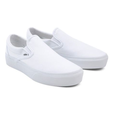 White Platform Vans, Platform Shoes White, Vans Canvas Shoes, Vans Platform, Vans Slides, Platform Slip Ons, Purple Vans, Checkered Shoes, Bday Wishlist