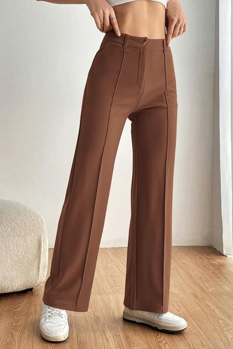 #halloween #falloutfits #fashion #outfitinspo #fall Womens Work Pants, Pants Business Casual, Business Casual Suit, Fabric Pants, Work Pants Women, Business Casual Work, High Waist Wide Leg Pants, Blue Zones, Business Pants