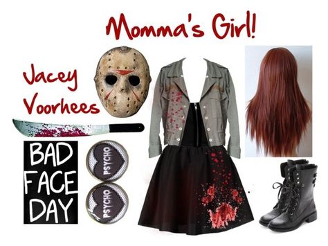 Jason Costume Girl, Diy Jason Costume Women, Halloween Cartoon Wallpaper, Jason Halloween Costume, Halloween Trinkets, Jason Costume, Halloween Costumes Plus Size, Mommas Girl, Halloween Jason