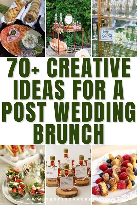 70+ Creative Ideas For A Post Wedding Brunch: Perfect For A Spring, Summer Or Fall Wedding! Brunch For Wedding Reception, Post Wedding Brunch Decorations, Elegant Brunch Menu Ideas, Wedding Reception Brunch Ideas, Day After Wedding Brunch Ideas, Post Wedding Brunch Ideas, Brunch Wedding Food Ideas, Small Elegant Wedding Ideas, Brunch Reception Wedding