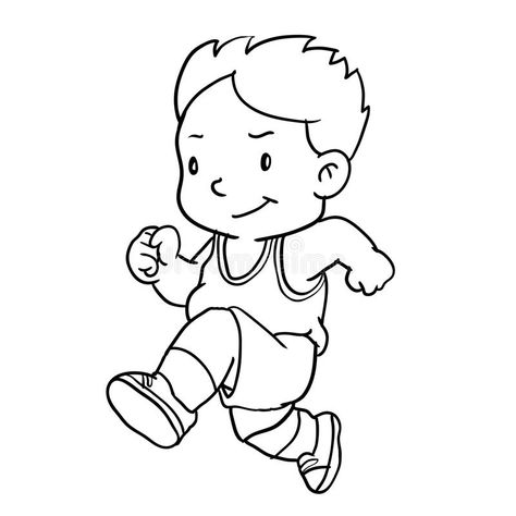 Hand drawing of boy running -Vector Illustration. Hand drawing of boy runnin iso #Sponsored , #Advertisement, #ADVERTISEMENT, #drawing, #running, #runnin, #boy Drawing Of Boy, Running Clipart, Running Drawing, Running Vector, Running Cartoon, Word Drawings, Background Black And White, Nature Collage, Line Vector