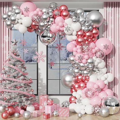 Amazon.com: Pink Winter Wonderland Balloon Garland arch Kit Pink Chrome Silver White Balloons set for Winter Wonderland Holiday Christmas Baby Shower Snow Princess Birthday Party Decorations : Home & Kitchen Snow Princess Birthday Party, Winter Wonderland-party, Pink Winter Wonderland, Princess Birthday Party Decorations, Ballon Party, Garland Arch, Winter Wonderland Party, Pink Christmas Decorations, Pink Winter