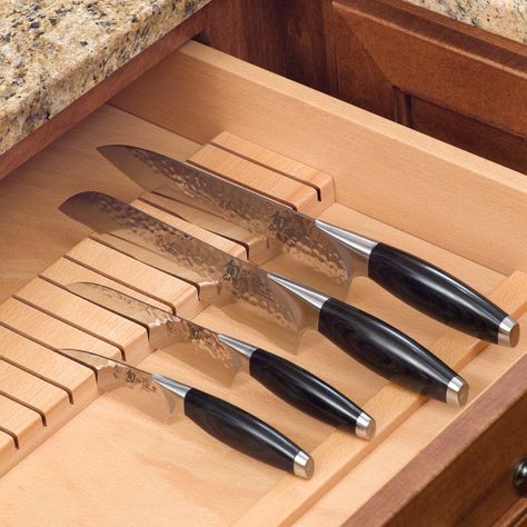 Knife Block Insert Kitchen Utensils Organization, Kitchen Knife Storage, Knife Drawer, Best Kitchen Knife Set, Kitchen Utensil Organization, Best Kitchen Knives, Knife Rack, Drawer Divider, Wood Knife