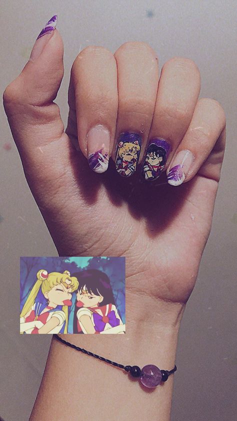 Sailor mars and sailor moon:p Sailor Mars Nails, Sailor Mars, Sailor Moon, Nail Inspo, Mars, Nail Art, Moon, Nails, Anime