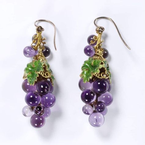 Grape Earrings, Purple Jewelry, Amethyst Jewelry, Victorian Jewelry, Amethyst Earrings, Bijoux Diy, Jewelry Patterns, Ear Jewelry, Diy Earrings