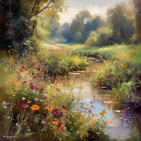 Pastel Landscape, Scenery Pictures, Impressionist Landscape, Landscape Art Painting, Tableau Art, Watercolor Landscape Paintings, Nature Art Painting, Water Painting, Painting Art Projects