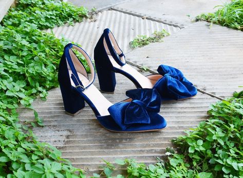 Dark Blue Heels, Blue Heels Wedding, Wedding Shoes Blue, Blue Velvet Heels, Sapphire Blue Weddings, Quinceanera Shoes, Blue Bridal Shoes, Dark Blue Wedding, Navy Blue Sandals