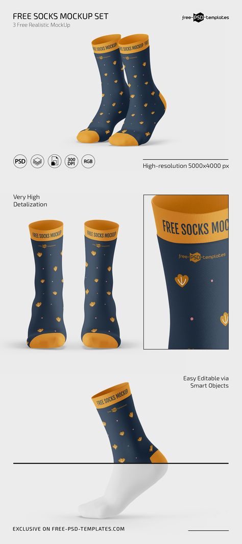 The set features a pair of basic socks from different angles. Socks Ads, Sock Photography, Sock Design Ideas, Socks Photography, Counter Design, Psd Template Free, Free Socks, Different Angles, Mockup Free Psd