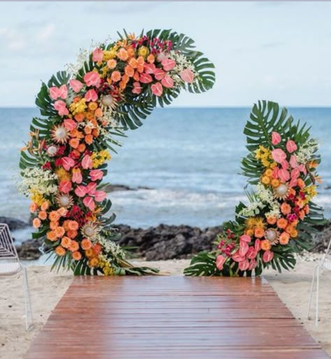 Hawaiian Wedding Flower Arch, Tropical Wedding Photo Backdrop, Hawaiian Event Decor, Tropical Flower Wedding Arch, Tropical Flower Backdrop, Tropical Backdrop Wedding, Moana Wedding Theme, Tropical Flower Arch, Moana Themed Wedding