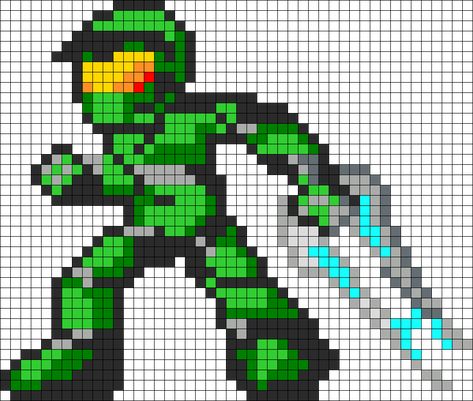 Perler Beads halo 4 patterns | Halo Perler Bead Pattern | Bead Sprites | Characters Fuse Bead ... Halo Perler Bead Patterns, Legend Of Zelda Pixel Art Grid, Overwatch Perler Beads Pattern, Metroid Perler Bead Patterns, Minecraft Beads, Chrono Trigger Perler Beads, Pixel Art Templates, Pony Bead Patterns, Pixel Art Grid