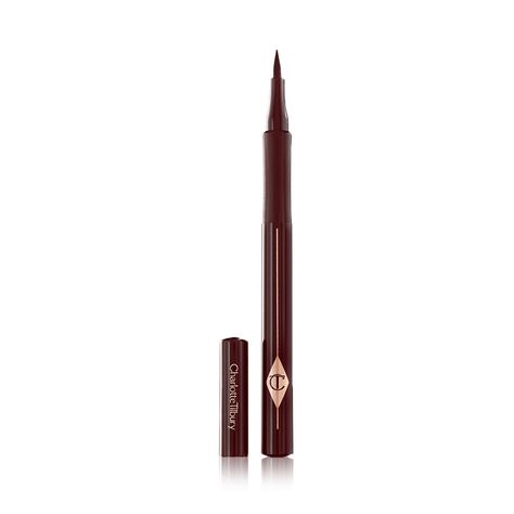 Pin to page for THE FELINE FLICK eye liner in the colour Super Brown. Winged Eyeliner Makeup Look, Green Eyes Pop, Brown Liquid Eyeliner, Winged Eyeliner Makeup, Liquid Eyeliner Pen, Brown Eyeliner, Waterproof Liquid Eyeliner, Best Eyeshadow, Eyeliner Makeup