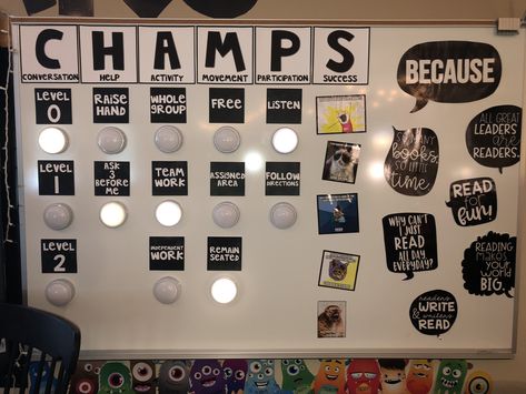 Champ Classroom Management, Champs Classroom Management Middle School, Champs Bulletin Board, Champs Posters Elementary, Lights In Classroom, Classroom Lights, Champs Behavior Management, Classroom Lighting, Champs Classroom Management