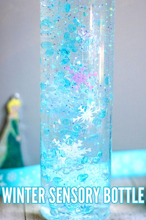 This winter sensory bottle will be a hit with Frozen movie fans – it’s like having your very own touch of Arendelle magic in a bottle! #sensorybottles #DIYsensorybottles #wintersensorybottle #howtomakeasensorybottle #Frozen2 #Frozen3crafts Simple Sensory Bottles, Winter Sensory Bottles Preschool, Winter Sensory Bottles For Toddlers, Frozen Theme Preschool Activities, Snow Sensory Bottle, Winter Sensory Bottles, Frozen Crafts For Kids, Christmas Sensory Bottles, Disney Frozen Crafts