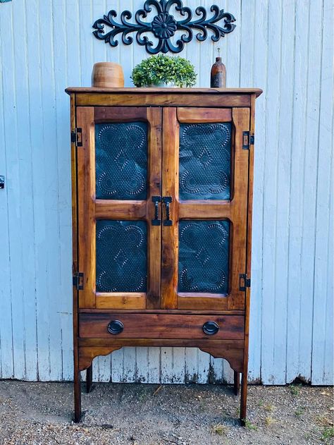 Restored Antique Pie Safe Pie Safe Cabinet, Antique Pie Safe, Pie Safe, Farm Stand, Flipping Furniture, Old Antiques, The Deal, Furniture Ideas, To Sell