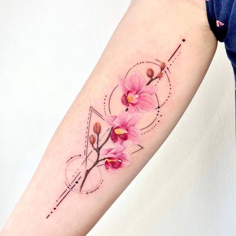 Unleash your creativity with our unique collection of tattoo sketches! Watercolor Orchid Tattoo, Orchid Tattoo, Cross Tattoos For Women, Women Tattoos, Beautiful Flower Tattoos, Chest Piece Tattoos, Tatuaje A Color, Tattoos Art, Red Tattoos